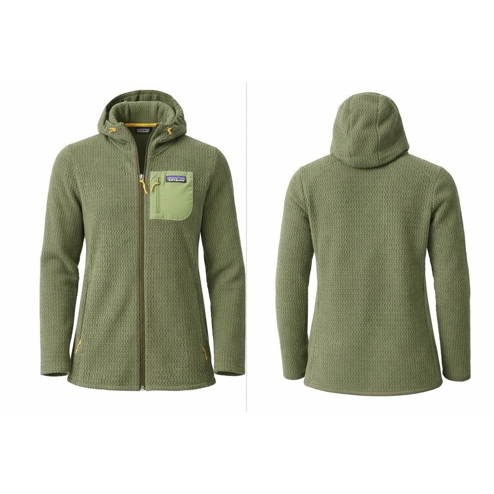 Patagonia WOMEN SMALL Regulator R1 FULL-ZIP HOODIE Fleece Jacket GREEEN Polartec